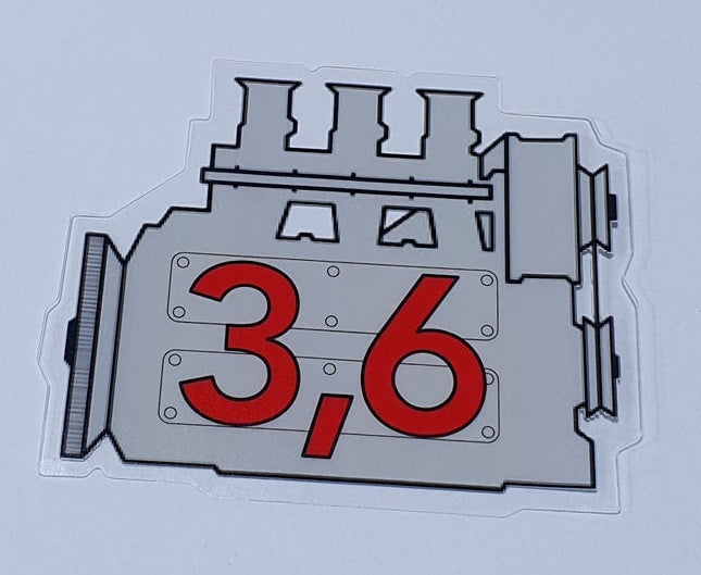 Porsche 911 3.6 engine window sticker - Retro Outlaw style rear screen decal