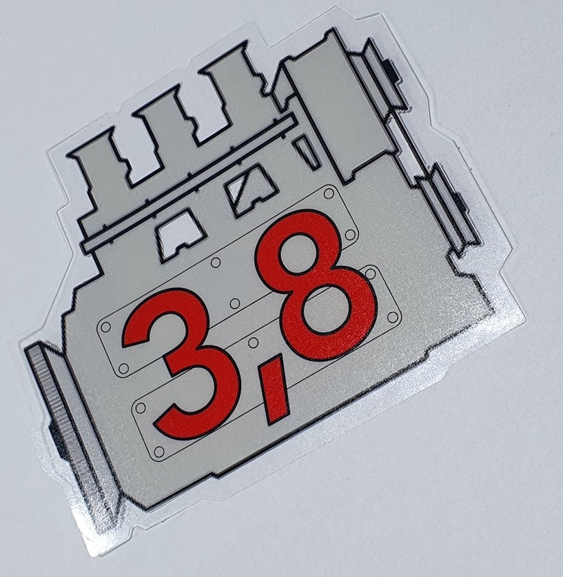 Porsche 911 3.8 engine window sticker - Retro Outlaw style rear screen decal