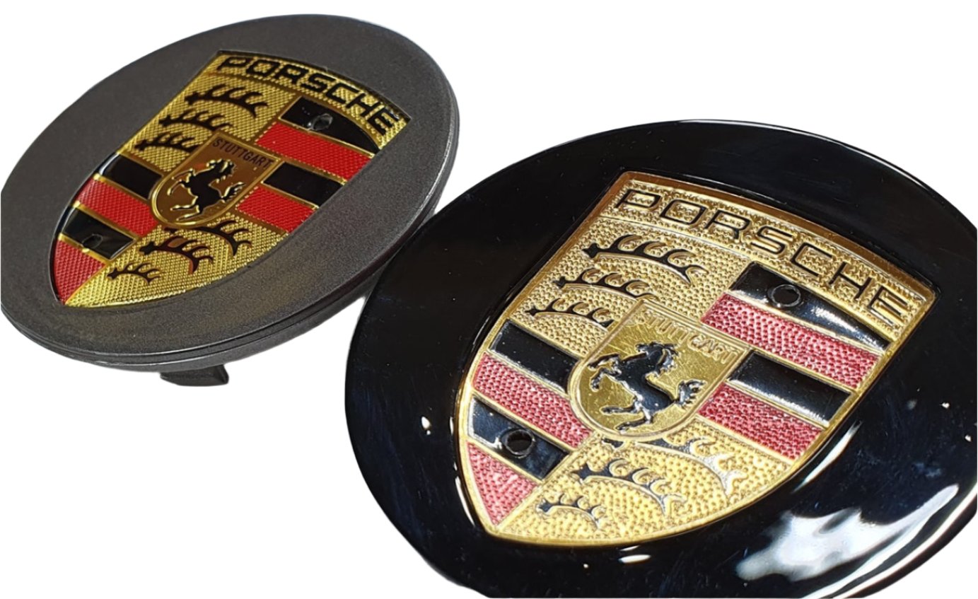 Porsche Wheel Centre Caps Black or Grey 75mm Crested