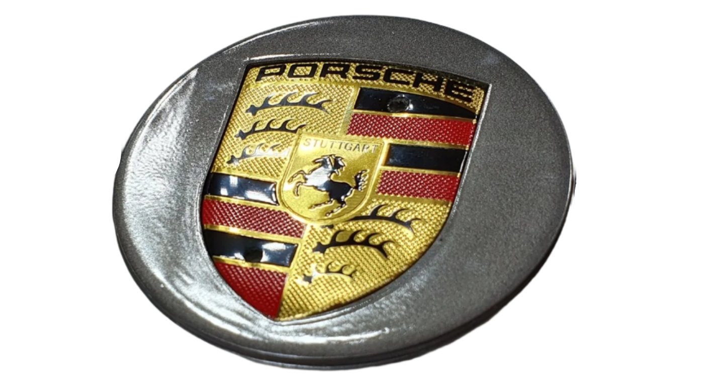 Porsche Wheel Centre Caps Black or Grey 75mm Crested