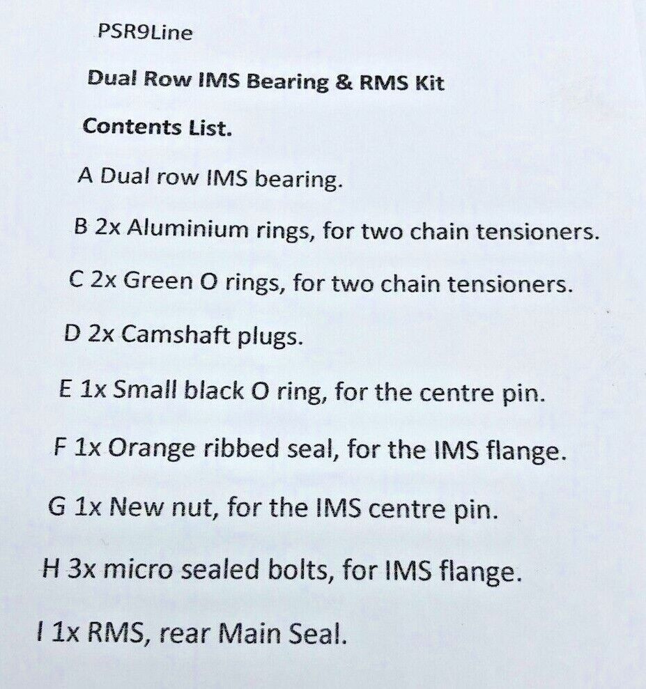 IMS BEARING REPLACEMENT DUAL ROW KIT PORSCHE M96 911 Boxster 996 997 Carrera PSR9Line