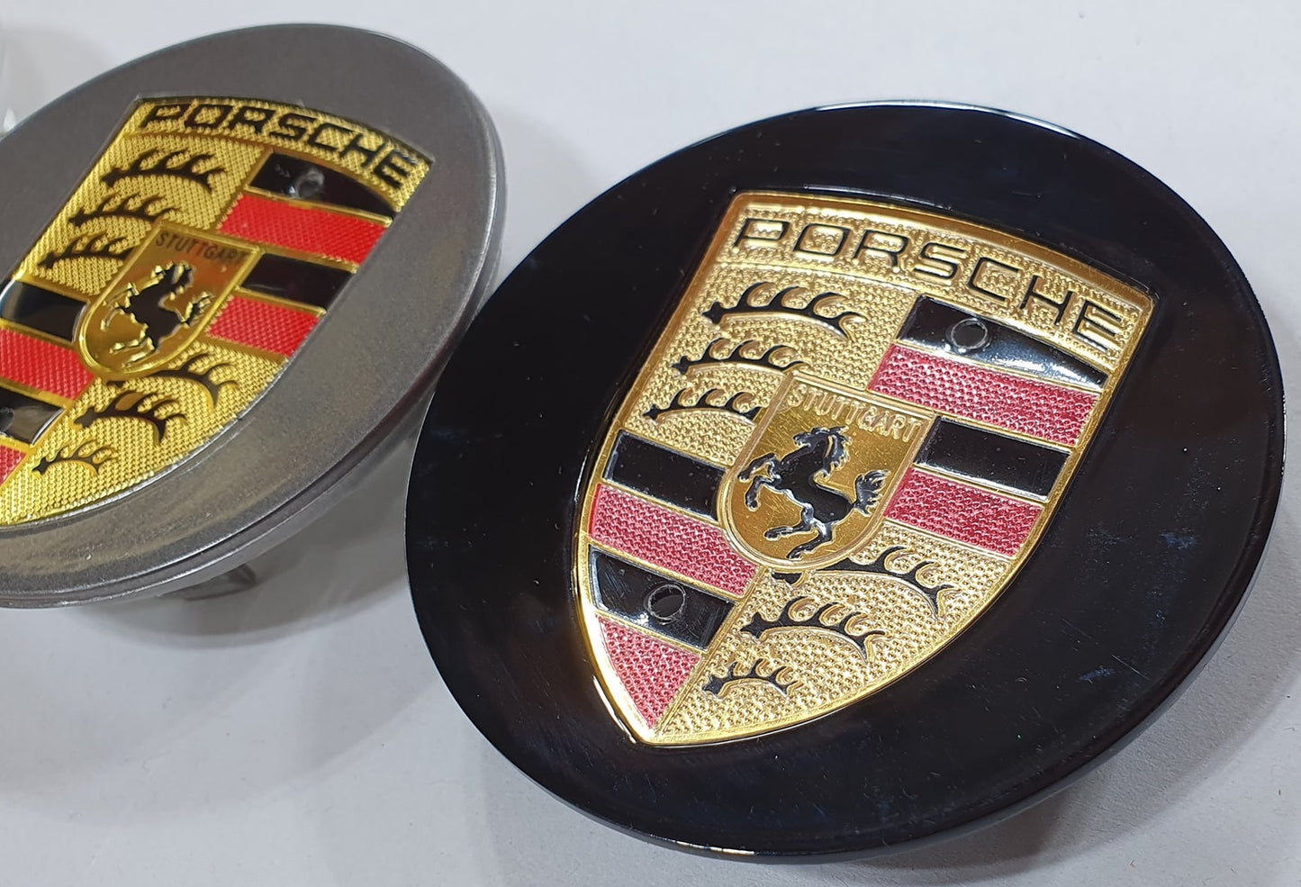 Porsche Wheel Centre Caps Black or Grey 75mm Crested
